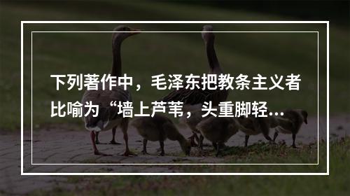 下列著作中，毛泽东把教条主义者比喻为“墙上芦苇，头重脚轻根底