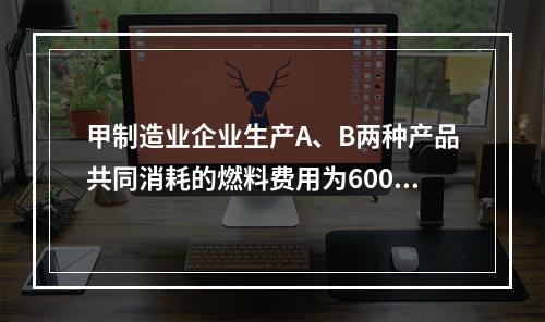 甲制造业企业生产A、B两种产品共同消耗的燃料费用为6000元