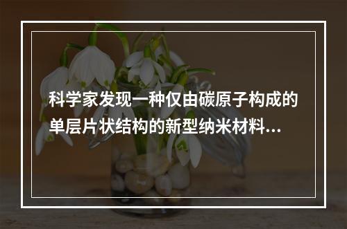 科学家发现一种仅由碳原子构成的单层片状结构的新型纳米材料，它