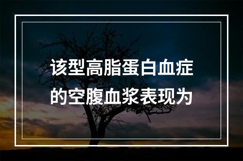 该型高脂蛋白血症的空腹血浆表现为