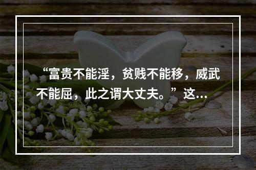 “富贵不能淫，贫贱不能移，威武不能屈，此之谓大丈夫。”这一名