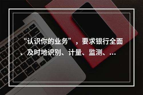 “认识你的业务”，要求银行全面、及时地识别、计量、监测、控制