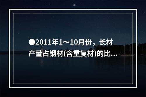 ●2011年1～10月份，长材产量占钢材(含重复材)的比重为