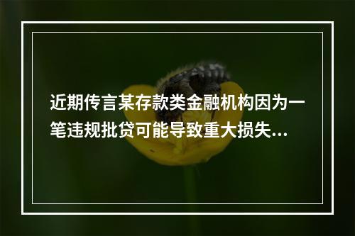 近期传言某存款类金融机构因为一笔违规批贷可能导致重大损失，记