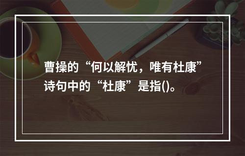 曹操的“何以解忧，唯有杜康”诗句中的“杜康”是指()。