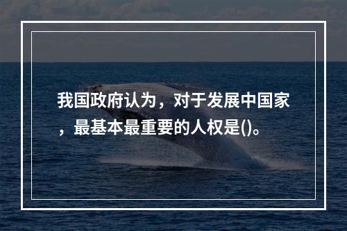 我国政府认为，对于发展中国家，最基本最重要的人权是()。