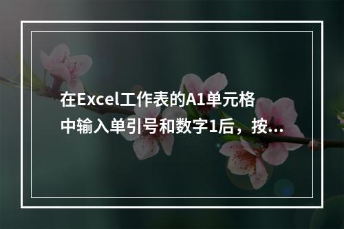 在Excel工作表的A1单元格中输入单引号和数字1后，按回车