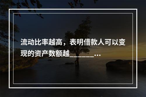 流动比率越高，表明借款人可以变现的资产数额越______，债