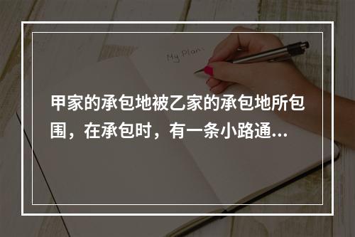 甲家的承包地被乙家的承包地所包围，在承包时，有一条小路通往甲