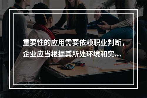 重要性的应用需要依赖职业判断，企业应当根据其所处环境和实际情