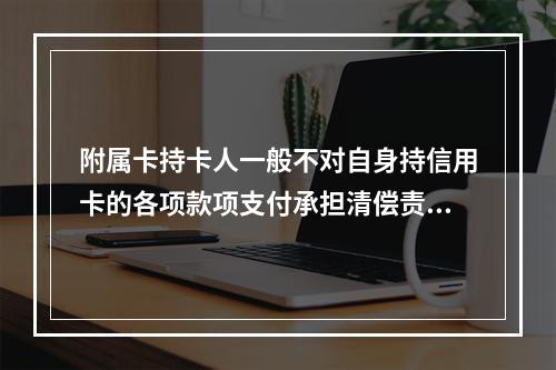 附属卡持卡人一般不对自身持信用卡的各项款项支付承担清偿责任，