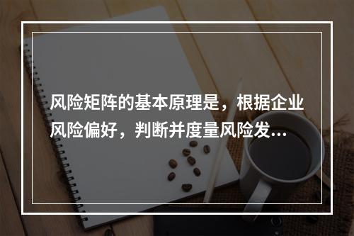 风险矩阵的基本原理是，根据企业风险偏好，判断并度量风险发生的