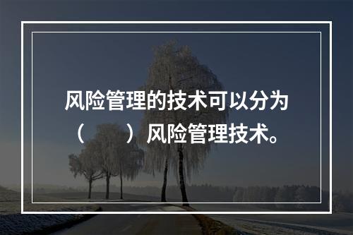 风险管理的技术可以分为（　　）风险管理技术。