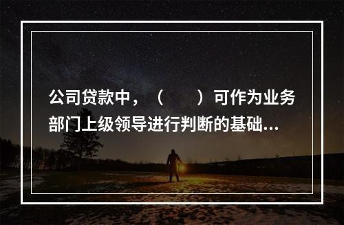 公司贷款中，（　　）可作为业务部门上级领导进行判断的基础性信