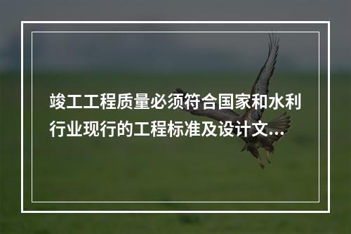 竣工工程质量必须符合国家和水利行业现行的工程标准及设计文件要