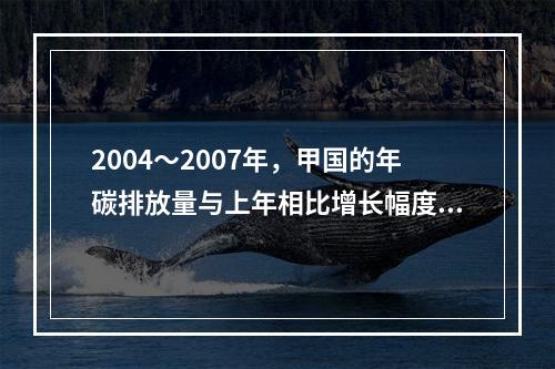 2004～2007年，甲国的年碳排放量与上年相比增长幅度最大