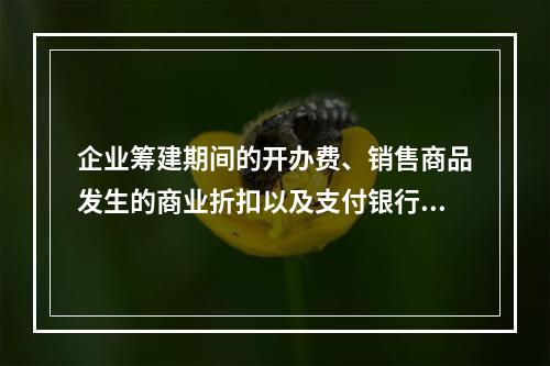 企业筹建期间的开办费、销售商品发生的商业折扣以及支付银行承兑