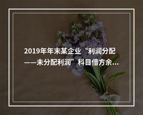 2019年年末某企业“利润分配——未分配利润”科目借方余额2