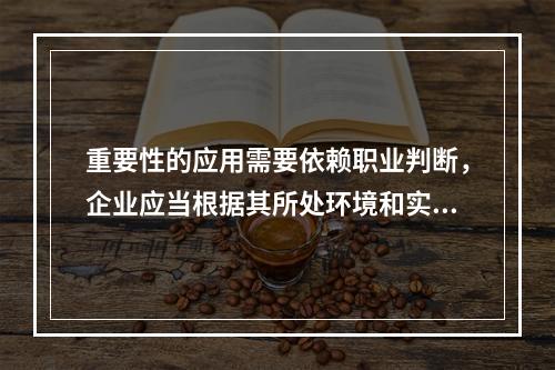 重要性的应用需要依赖职业判断，企业应当根据其所处环境和实际情