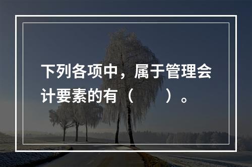 下列各项中，属于管理会计要素的有（　　）。