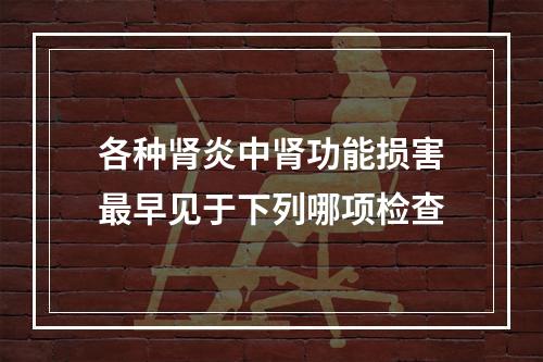 各种肾炎中肾功能损害最早见于下列哪项检查