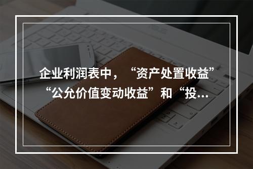 企业利润表中，“资产处置收益”“公允价值变动收益”和“投资收