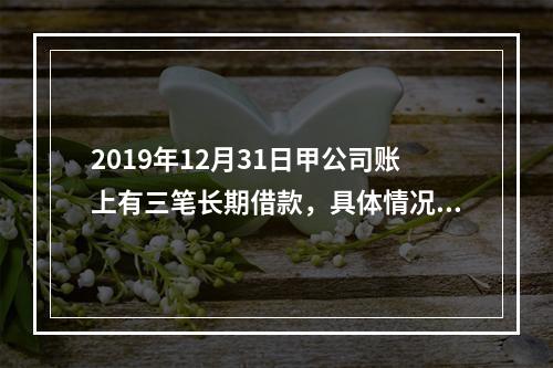 2019年12月31日甲公司账上有三笔长期借款，具体情况如下