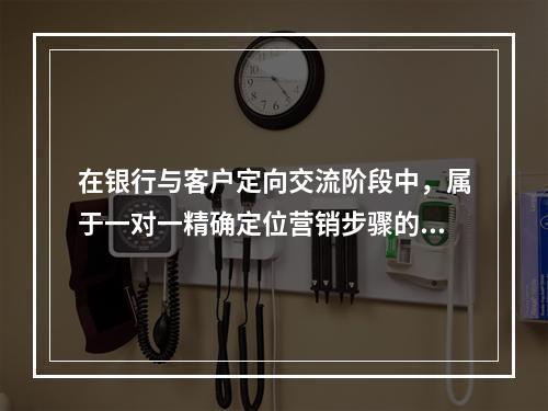 在银行与客户定向交流阶段中，属于一对一精确定位营销步骤的有（