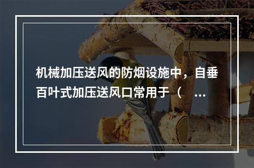 机械加压送风的防烟设施中，自垂百叶式加压送风口常用于（  ）