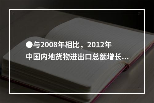 ●与2008年相比，2012年中国内地货物进出口总额增长率约