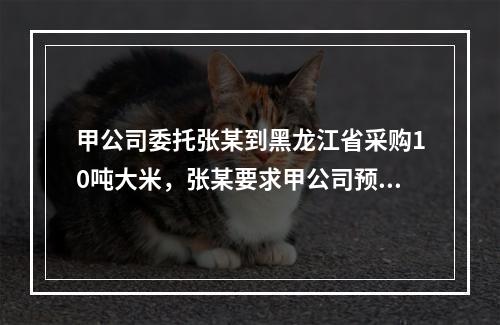 甲公司委托张某到黑龙江省采购10吨大米，张某要求甲公司预付1