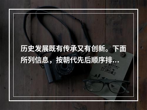 历史发展既有传承又有创新。下面所列信息，按朝代先后顺序排列正