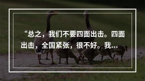 “总之，我们不要四面出击。四面出击，全国紧张，很不好。我们绝