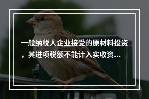 一般纳税人企业接受的原材料投资，其进项税额不能计入实收资本。