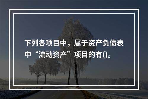 下列各项目中，属于资产负债表中“流动资产”项目的有()。