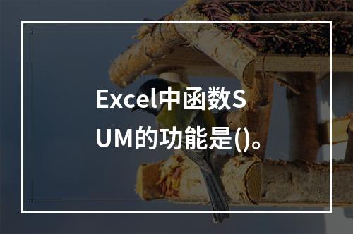 Excel中函数SUM的功能是()。