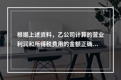 根据上述资料，乙公司计算的营业利润和所得税费用的金额正确的是