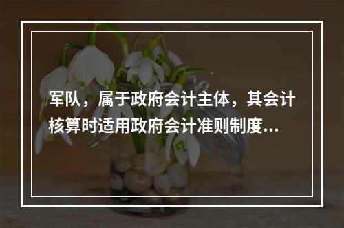 军队，属于政府会计主体，其会计核算时适用政府会计准则制度。（