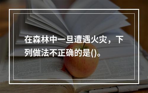 在森林中一旦遭遇火灾，下列做法不正确的是()。