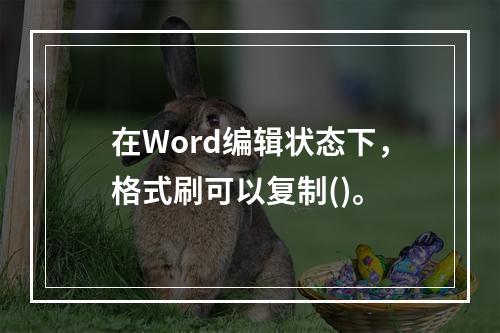 在Word编辑状态下，格式刷可以复制()。