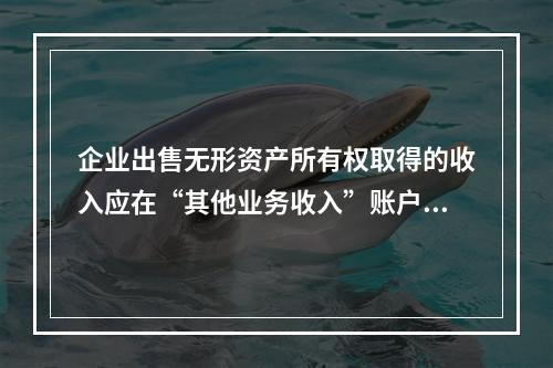 企业出售无形资产所有权取得的收入应在“其他业务收入”账户核算