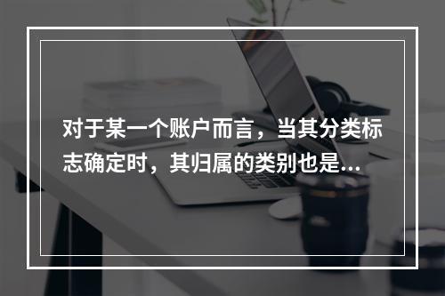 对于某一个账户而言，当其分类标志确定时，其归属的类别也是唯一