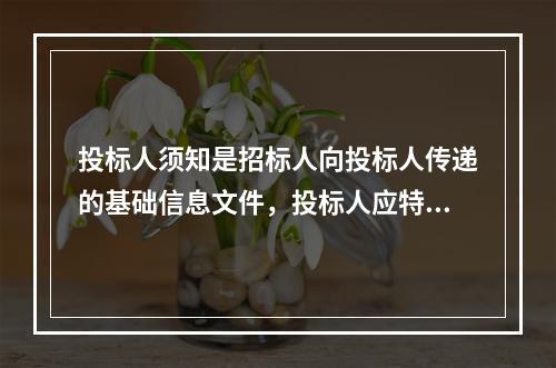 投标人须知是招标人向投标人传递的基础信息文件，投标人应特别注