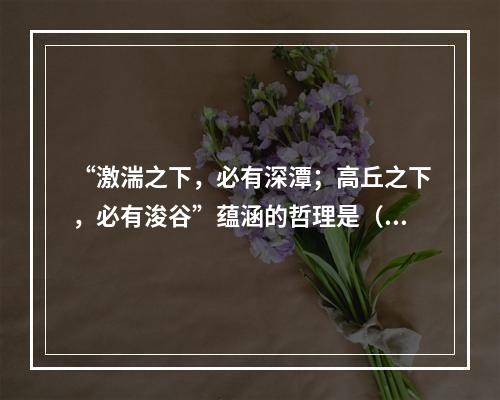 “激湍之下，必有深潭；高丘之下，必有浚谷”蕴涵的哲理是（　