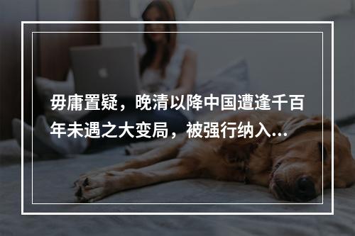 毋庸置疑，晚清以降中国遭逢千百年未遇之大变局，被强行纳入世