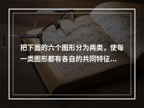 把下面的六个图形分为两类，使每一类图形都有各自的共同特征或