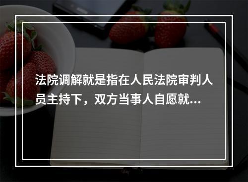 法院调解就是指在人民法院审判人员主持下，双方当事人自愿就民