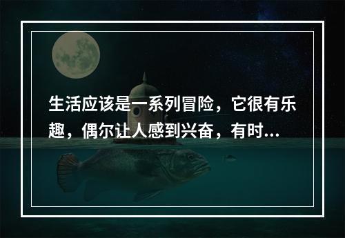 生活应该是一系列冒险，它很有乐趣，偶尔让人感到兴奋，有时却