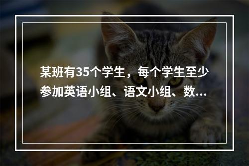 某班有35个学生，每个学生至少参加英语小组、语文小组、数学