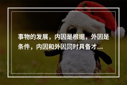 事物的发展，内因是根据，外因是条件，内因和外因同时具备才能